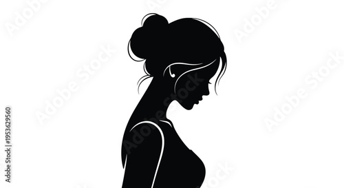 Elegant Silhouette of a Woman with Updo Hairstyle.