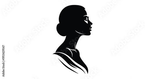Elegant Silhouette of a Womans Profile.
