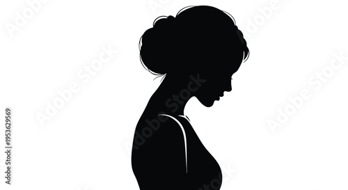 Elegant Silhouette of a Woman with Updo Hairstyle.