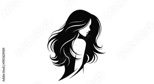 Elegant Silhouette of a Woman with Flowing Hair.