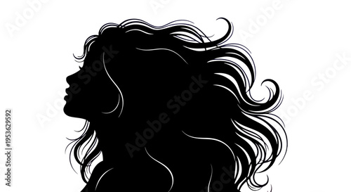 Elegant Silhouette of a Woman with Flowing Hair.