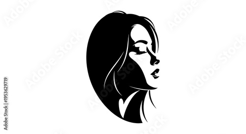 Elegant Silhouette of a Womans Profile.