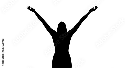 Silhouette of a Woman with Arms Raised in Celebration.