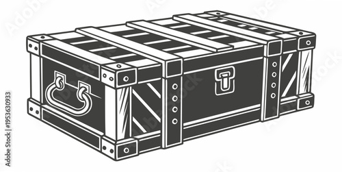 A wooden chest with a latch and handle