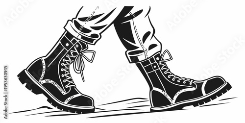 A pair of black boots with laces