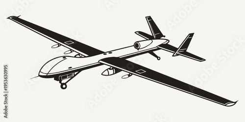 A black and white drawing of a drone