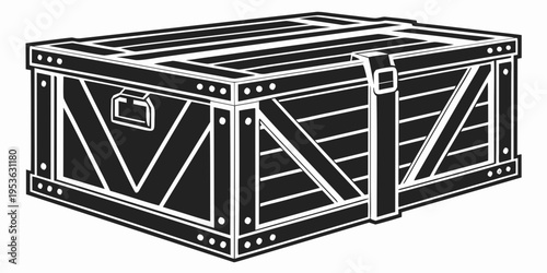 A large wooden chest with a metal latch