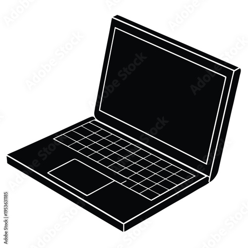 Remote work laptop on white background illustration