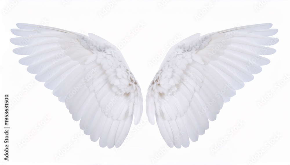 Fototapeta premium White angel wings isolated background.