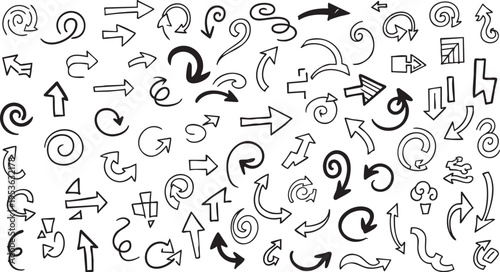 Hand-Drawn Sketchy Arrow Elements: Hand-Drawn Doodle Vector Collection