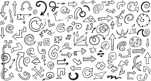 Hand-Drawn Sketchy Arrow Elements: Hand-Drawn Doodle Vector Collection