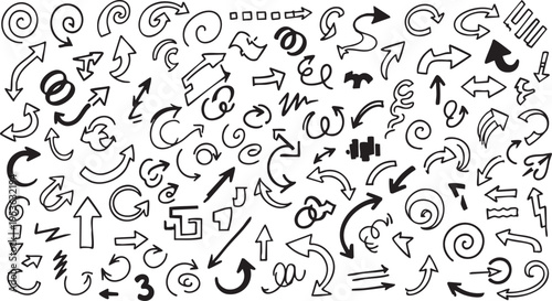 Hand-Drawn Sketchy Arrow Elements: Hand-Drawn Doodle Vector Collection