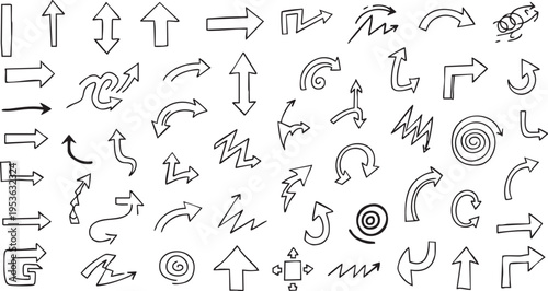 Hand-Drawn Sketchy Arrow Elements: Hand-Drawn Doodle Vector Collection