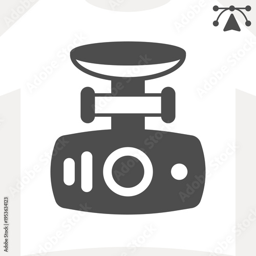 Dash cam solid icon, in vehicle tech concept. Vector graphics. Windshield camera with suction cup sign and editable stroke, glyph style icon for mobile or web design.