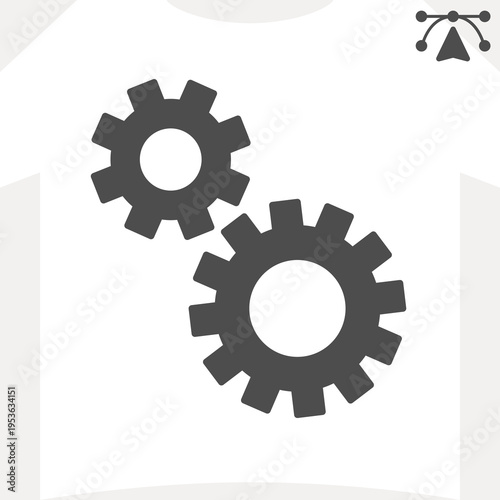 Mechanical gears solid icon, settings cogwheels concept. Vector graphics. Parameters in the program sign and editable stroke, glyph style icon for mobile or web design.