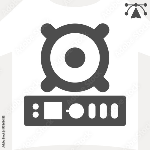 Car audio player solid icon, technology concept. Vector graphics. Radio and speaker sign and editable stroke, glyph style icon for mobile or web design.