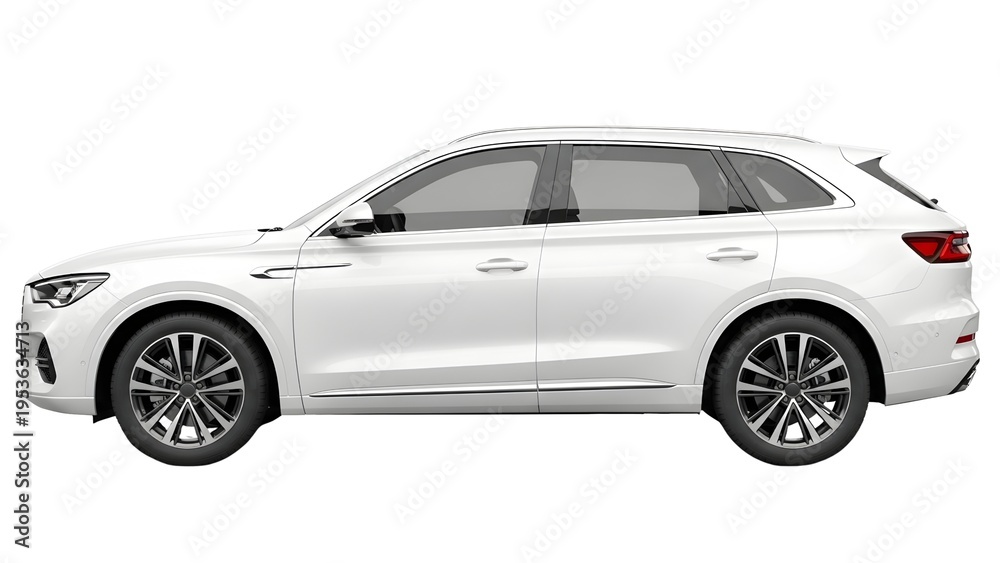 Fototapeta premium A sleek white SUV on transparent background