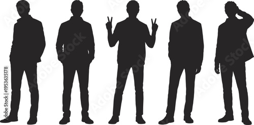 Large set of black silhouettes featuring men and women exercising lifting weights doing yoga and fitness training isolated on white