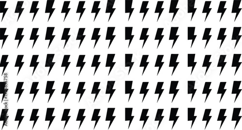 Lightning bolt icon set, electric energy symbol collection, black silhouette thunder shapes, power sign design, vector illustration for technology brandingLightning bolt icon set