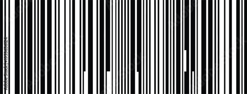 Abstract black barcode composed of vertical lines, isolated on a white background. Conceptual vector illustration representing data encoding, product identification, retail scanning, logistics, 