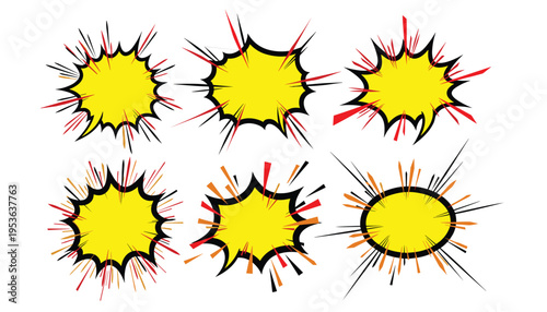 Vector set of comic book speech bubbles with explosion effect