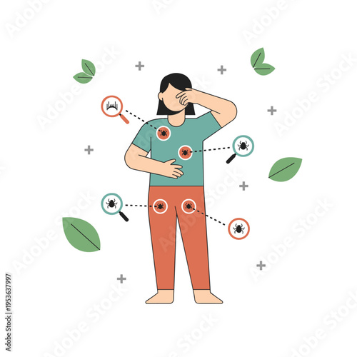 Vector Illustration of a Tick Bite Prevention Body Check