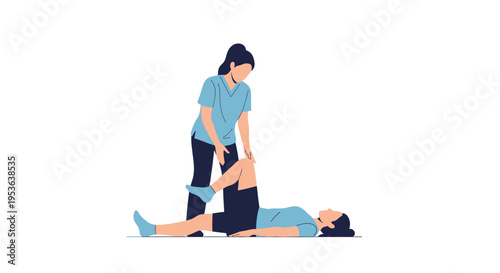 Physical therapist helping patient with leg rehabilitation exercise