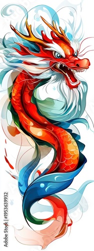 Vibrant Chinese Dragon Illustration Digital Art