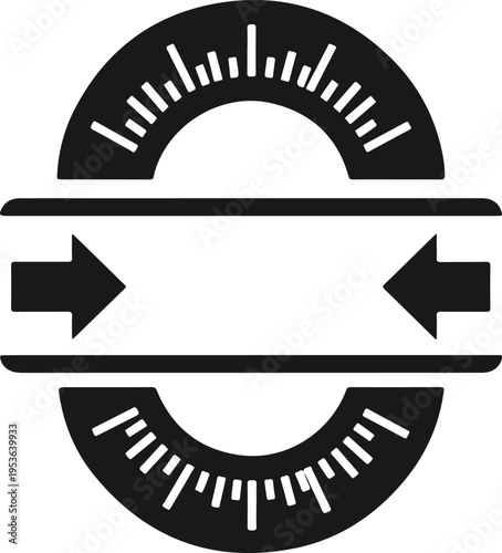Measurement and data comparison concept with arrows and scale indicators, scientific or engineering tool