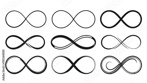 Infinity Symbol Variation Set Line Dotted Spiral and Bold Abstract Vector Collection