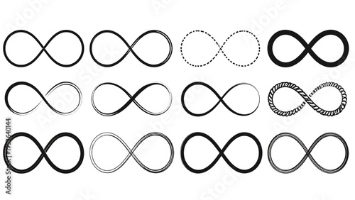 Infinity Symbol Variation Set Line Dotted Spiral and Bold Abstract Vector Collection