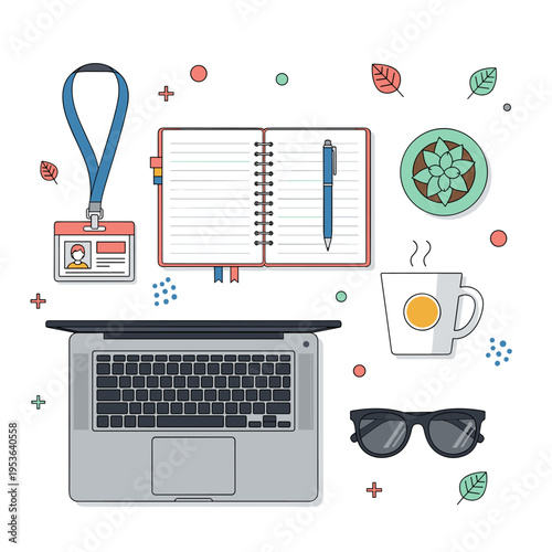 Modern Office Intern Onboarding Welcome Desk Vector Illustration