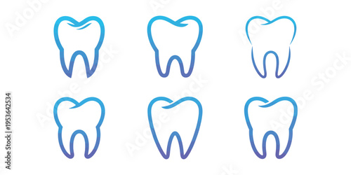 Teeth icon, dental care and oral hygiene vector symbol, clean outline and flat design for dentistry, healthcare, and medical services
