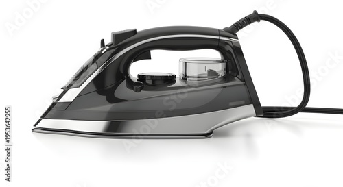 Modern steam iron on white background