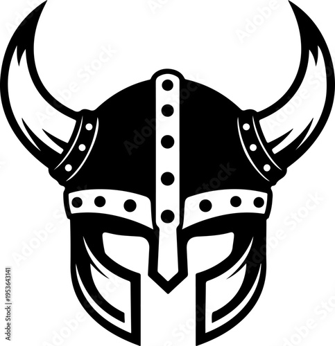 Viking Helmet Flat silhouette vector illustration (3)