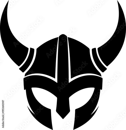 Viking Helmet Flat silhouette vector illustration (3)