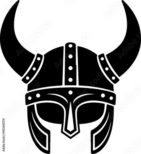 Viking Helmet Flat silhouette vector illustration (3)