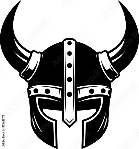 Viking Helmet Flat silhouette vector illustration (3)
