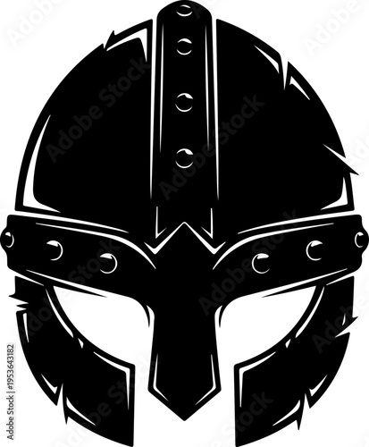 Viking Helmet Flat silhouette vector illustration (3)