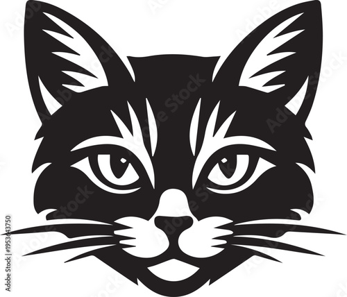 CAT FACE SVG | Cat Head Silhouette | Feline Clipart Cut File for Cricut & Silhouette