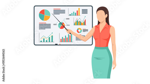 Data Presentation by Professional: A confident female professional delivers an insightful presentation.
