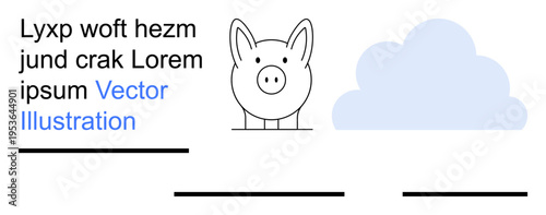 Graphic design, branding, web design, kids education, merchandise, print templates. Pig icon with a cloud and text lines. Graphic design and branding concept