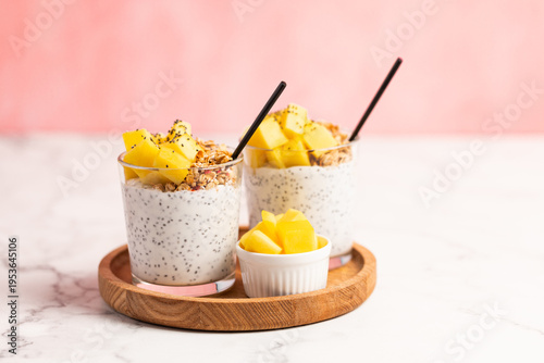 Wallpaper Mural Chia pudding with Mango and Granola in Glass Torontodigital.ca
