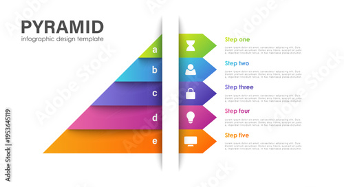 Φωτογραφία Pyramid infographic template with 5 options, levels diagram