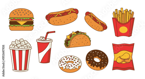 Fast food menu items on table 1.