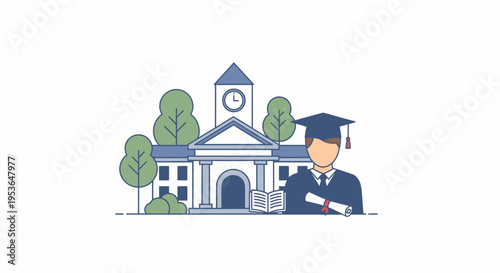 Graduate in cap and gown standing.