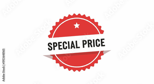 Red special price discount label icon.