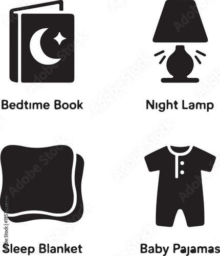 Minimalist black set for baby bedtime routine white