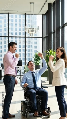 Wallpaper Mural Diverse business team celebrating success in modern office, inclusive workplace, teamwork Torontodigital.ca