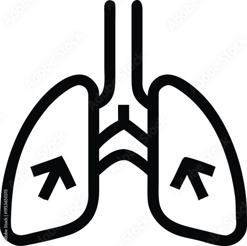 Lungs icon with upward arrows for breathing respiratory